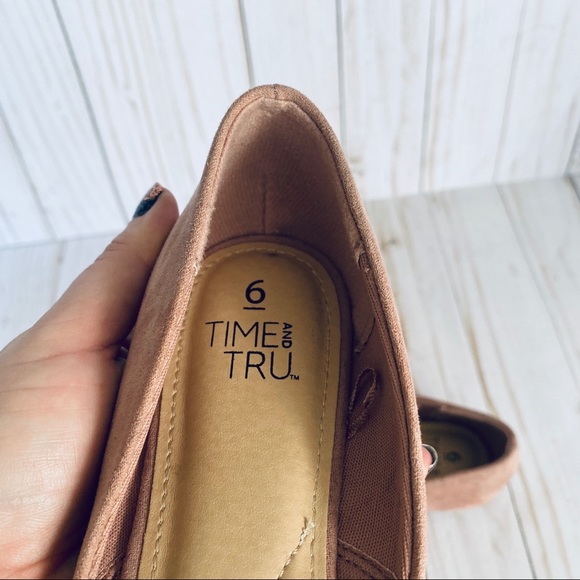 Blush pink faux suede fabric flats pointed toe 6 - Picture 7 of 8